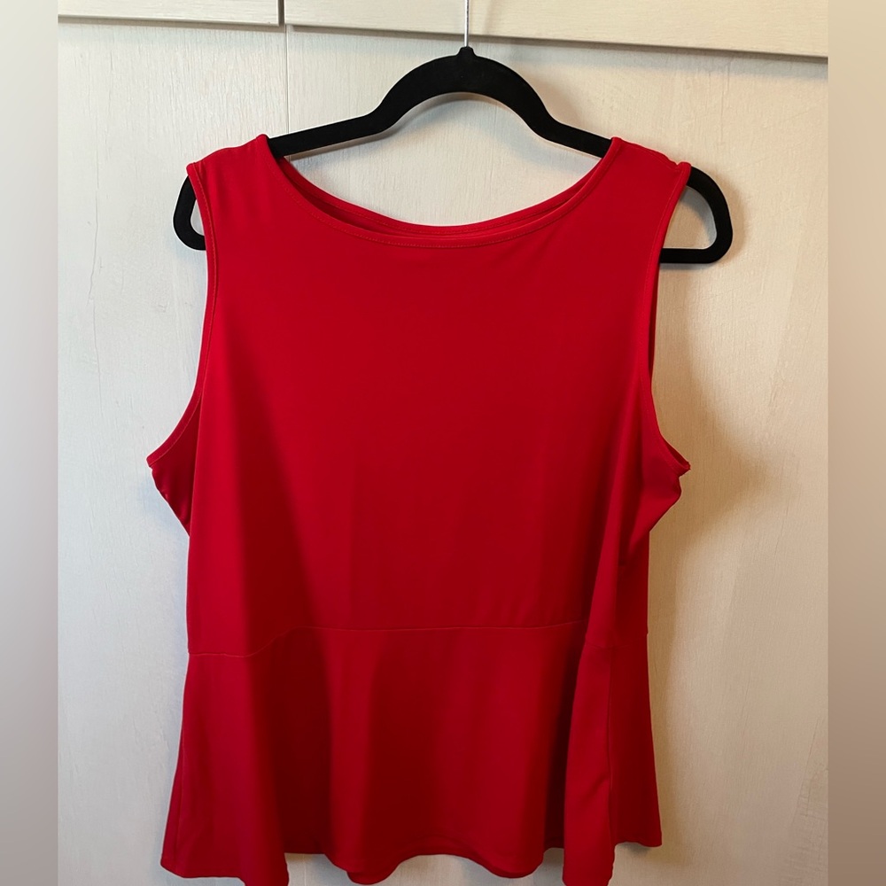 Susan Graver Liquid Knit Sleeveless Peplum Blouse